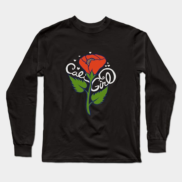 Cali Girl Poppy Long Sleeve T-Shirt by bubbsnugg